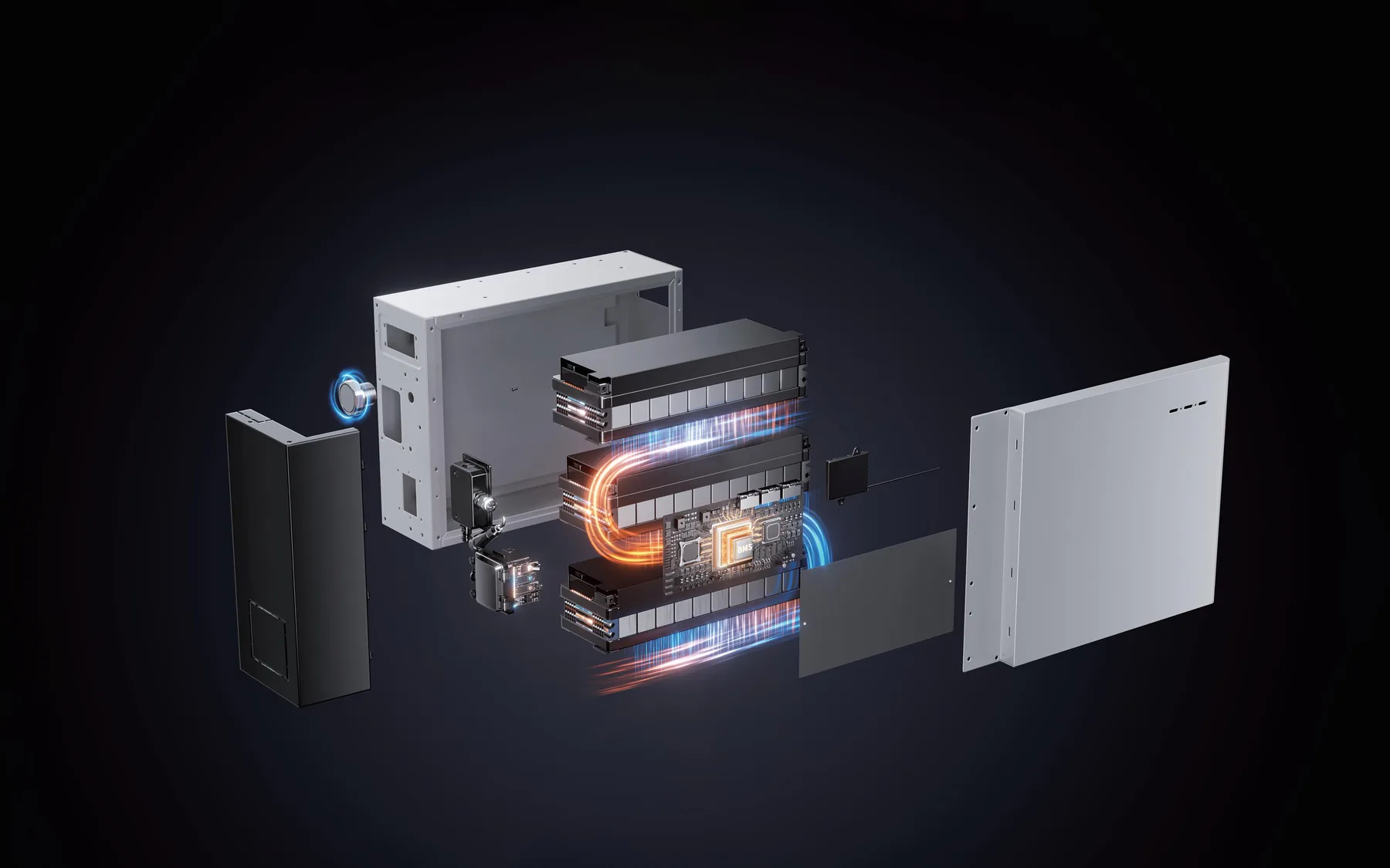 Opengewerkte weergave van een AlphaESS-batterijmodule