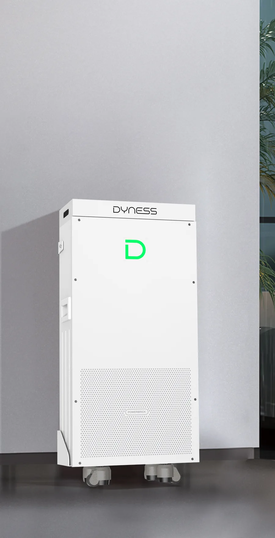 Dyness PowerBrick buiten tegen de gevel