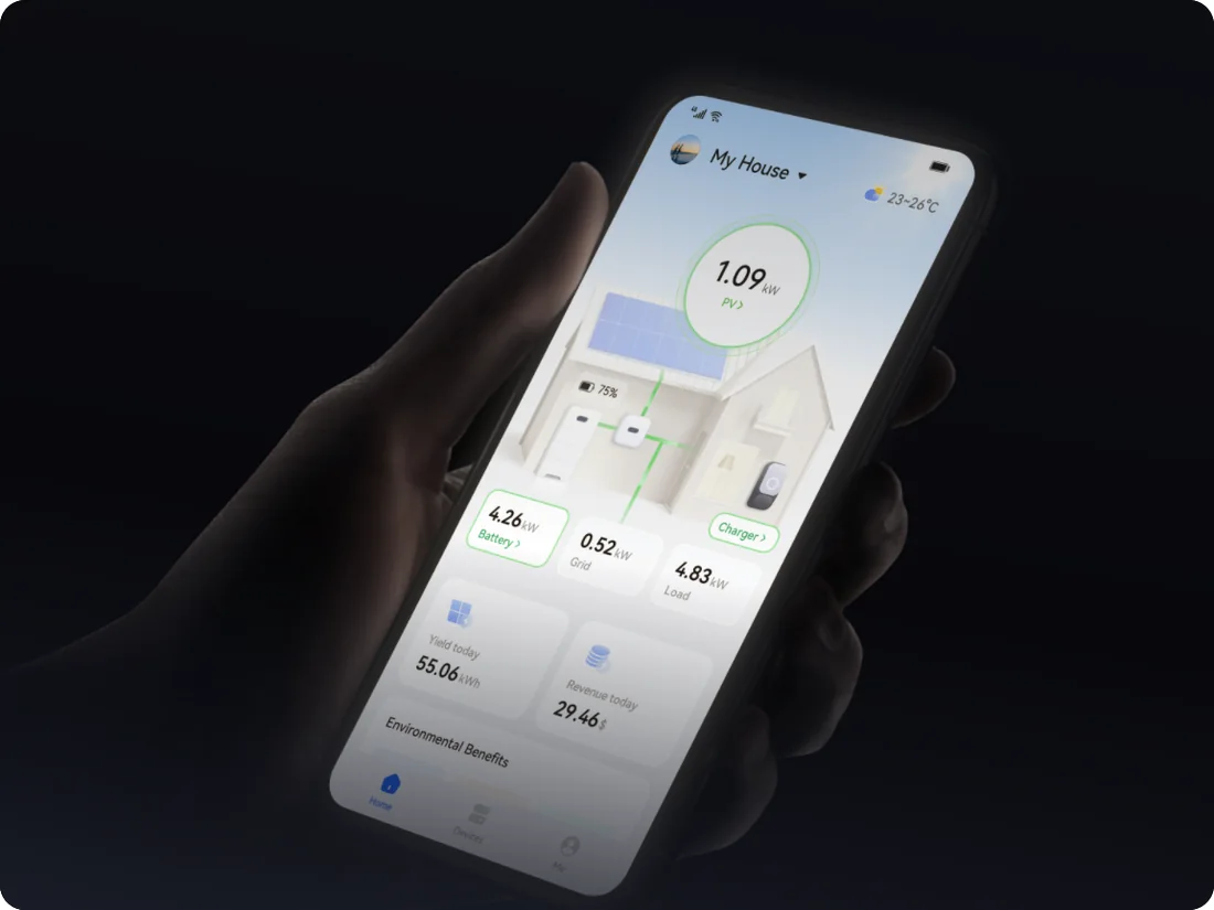 FusionSolar-app op een telefoon